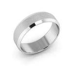 10K White Gold 6mm beveled edge satin center wedding band - DELLAFORA