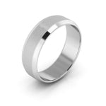 10K White Gold 6mm beveled edge satin center wedding band - DELLAFORA