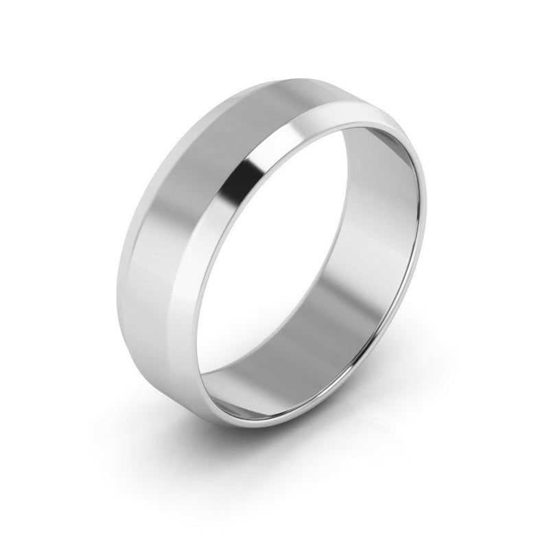 10K White Gold 6mm beveled edge wedding band - DELLAFORA