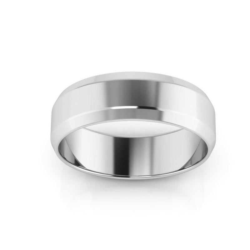 10K White Gold 6mm beveled edge wedding band - DELLAFORA