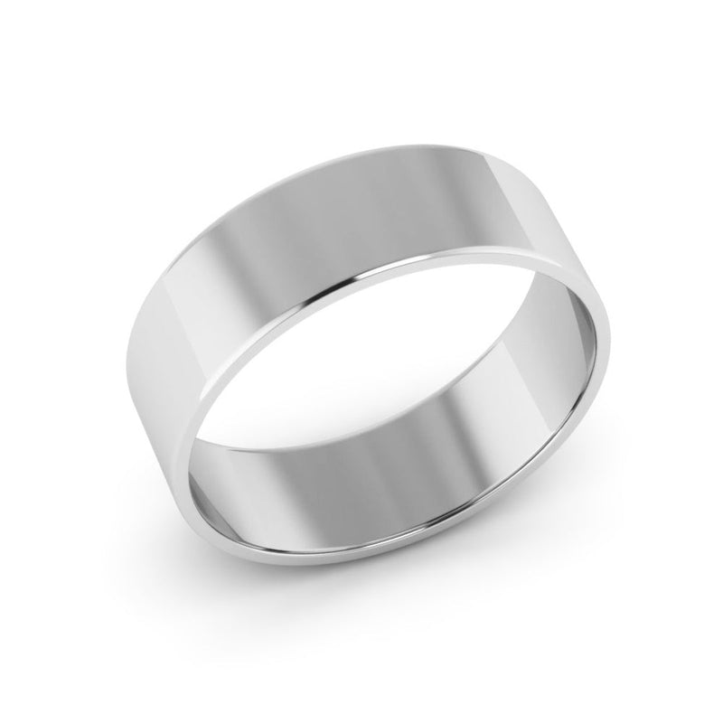 10K White Gold 6mm extra light flat wedding bands - DELLAFORA