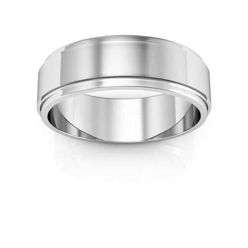 10K White Gold 6mm flat edge design wedding band - DELLAFORA