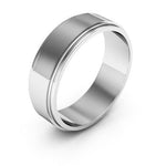 10K White Gold 6mm flat edge design wedding band - DELLAFORA