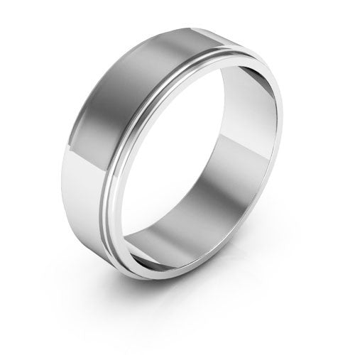 10K White Gold 6mm flat edge design wedding band - DELLAFORA