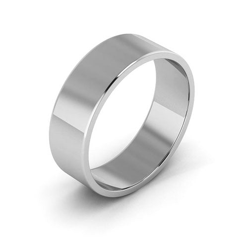 10K White Gold 6mm flat wedding band - DELLAFORA