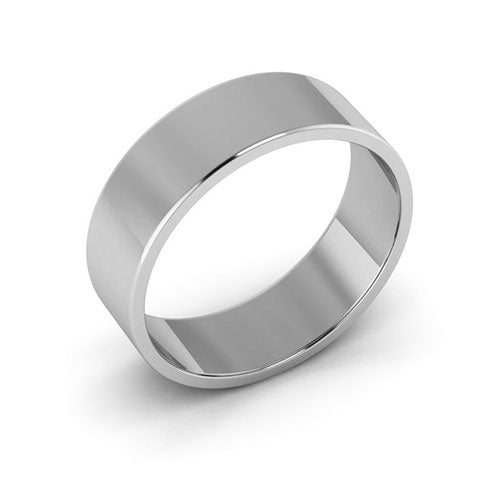 10K White Gold 6mm flat wedding band - DELLAFORA