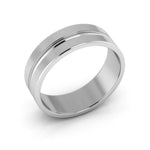 10K White Gold 6mm grooved design wedding band - DELLAFORA