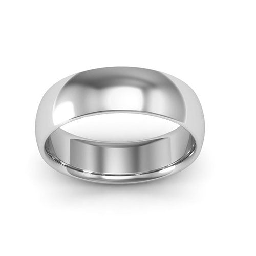 10K White Gold 6mm half round comfort fit wedding band - DELLAFORA