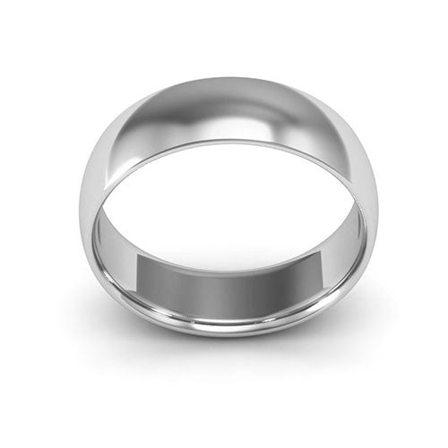 10K White Gold 6mm half round comfort fit wedding band - DELLAFORA