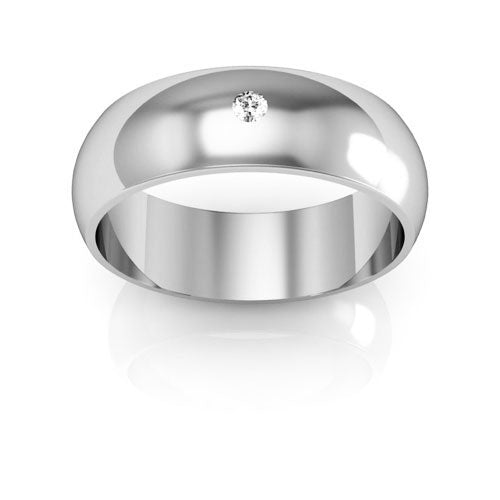 10K White Gold 6mm half round diamond wedding band - DELLAFORA