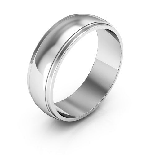 10K White Gold 6mm half round edge design wedding band - DELLAFORA