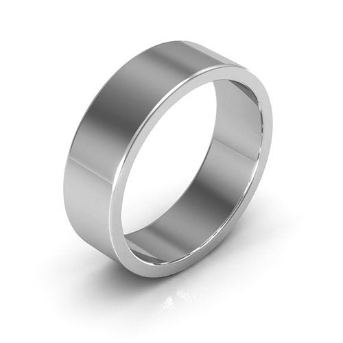 10K White Gold 6mm heavy weight flat wedding band - DELLAFORA