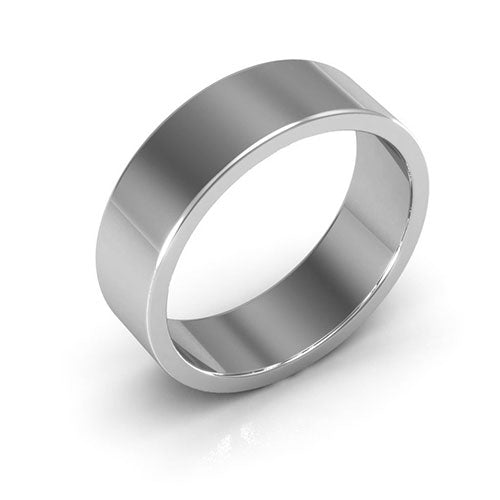 10K White Gold 6mm heavy weight flat wedding band - DELLAFORA