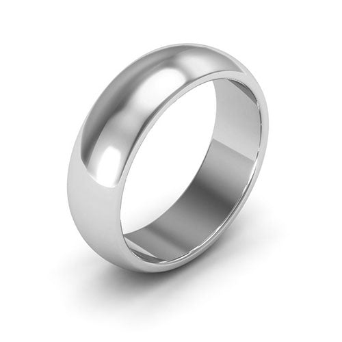 10K White Gold 6mm heavy weight half round wedding band - DELLAFORA