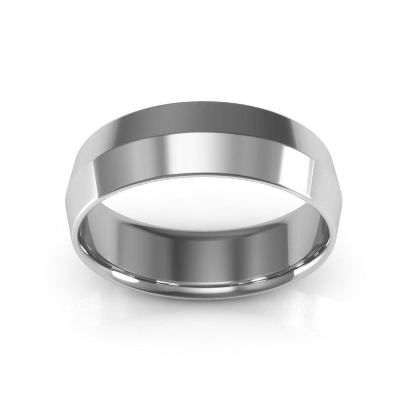 10K White Gold 6mm knife edge comfort fit wedding band - DELLAFORA