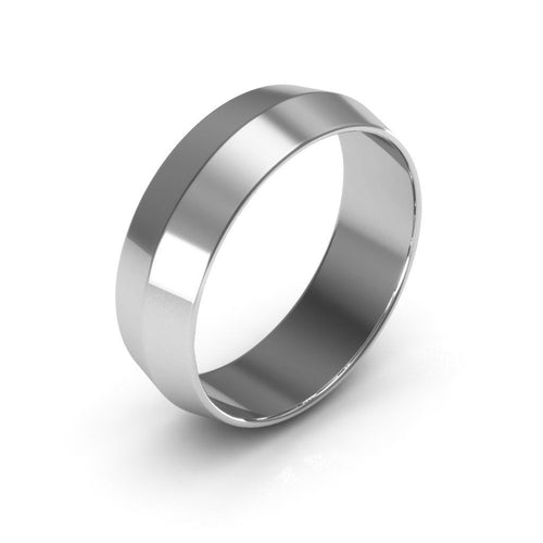 10K White Gold 6mm knife edge wedding band - DELLAFORA