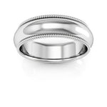 10K White Gold 6mm milgrain comfort fit wedding band - DELLAFORA