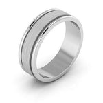 10K White Gold 6mm raised edge design brushed center wedding band - DELLAFORA