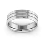 10K White Gold 6mm rigged flat comfort fit wedding band - DELLAFORA