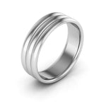 10K White Gold 6mm rigged half round comfort fit wedding band - DELLAFORA