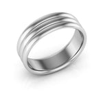 10K White Gold 6mm rigged half round comfort fit wedding band - DELLAFORA