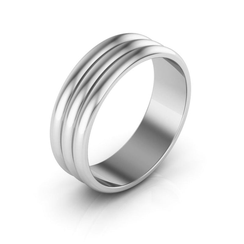 10K White Gold 6mm rigged half round wedding band - DELLAFORA