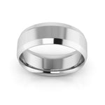 10K White Gold 7mm beveled edge comfort fit wedding band - DELLAFORA