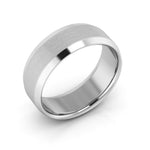 10K White Gold 7mm beveled edge satin center comfort fit wedding band - DELLAFORA