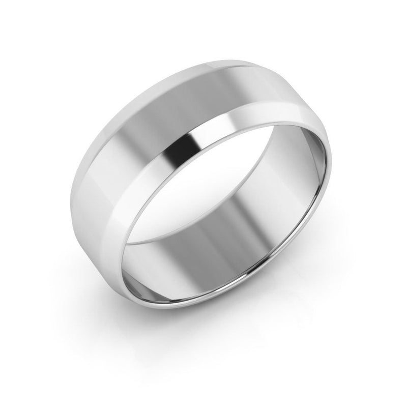 10K White Gold 7mm beveled edge wedding band - DELLAFORA