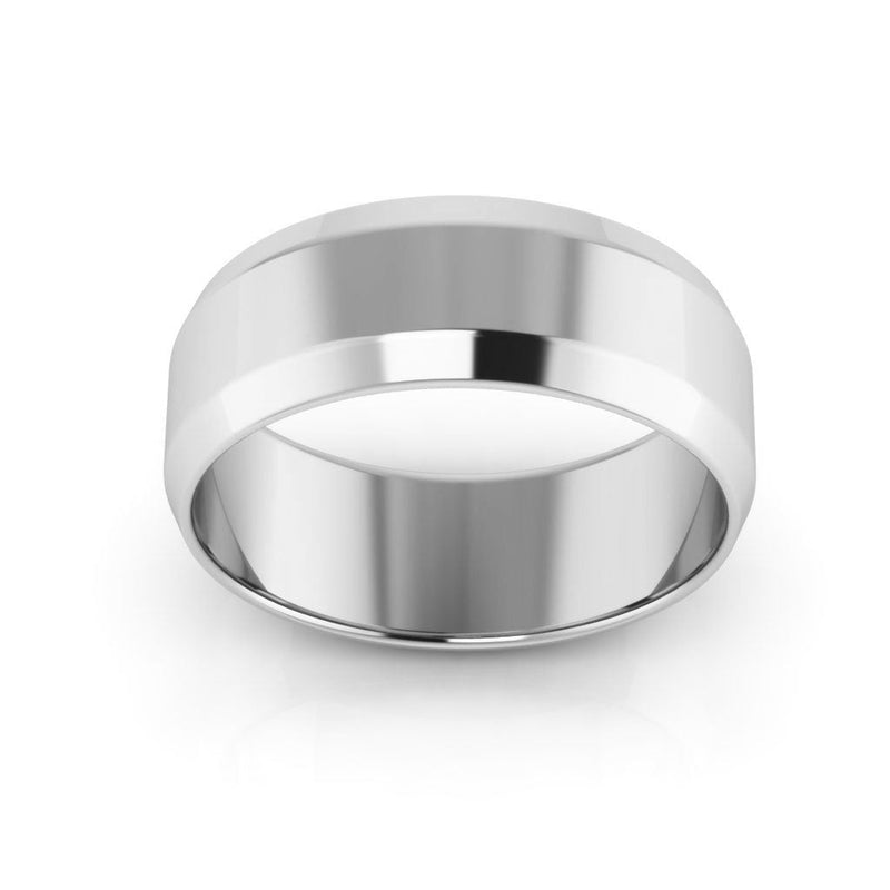 10K White Gold 7mm beveled edge wedding band - DELLAFORA