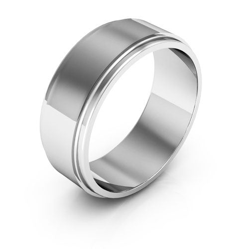 10K White Gold 7mm flat edge design wedding band - DELLAFORA