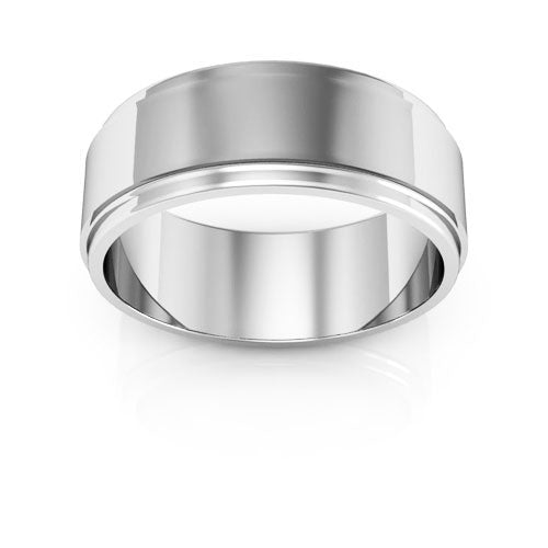 10K White Gold 7mm flat edge design wedding band - DELLAFORA