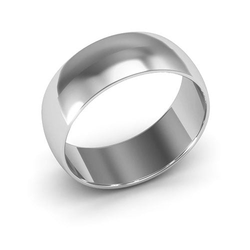 10K White Gold 7mm half round wedding band - DELLAFORA