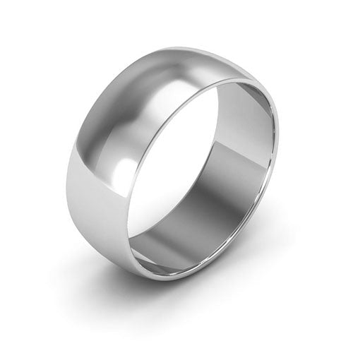 10K White Gold 7mm half round wedding band - DELLAFORA