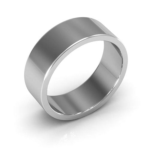 10K White Gold 7mm heavy weight flat wedding band - DELLAFORA