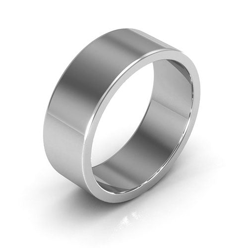 10K White Gold 7mm heavy weight flat wedding band - DELLAFORA