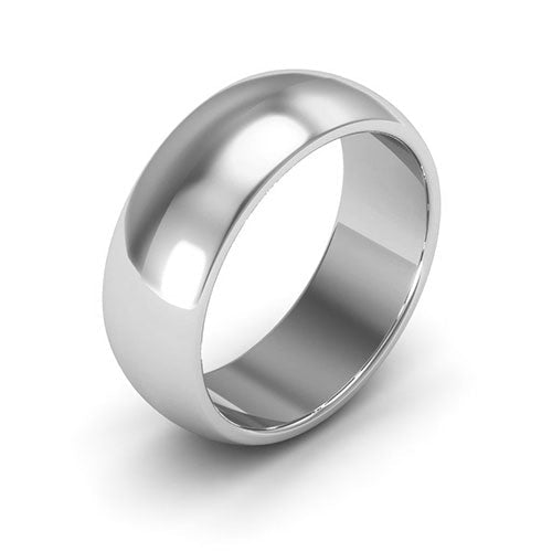 10K White Gold 7mm heavy weight half round wedding band - DELLAFORA