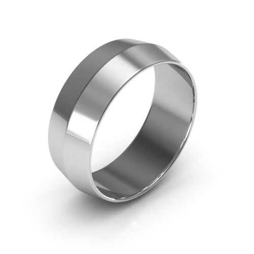 10K White Gold 7mm knife edge wedding band - DELLAFORA