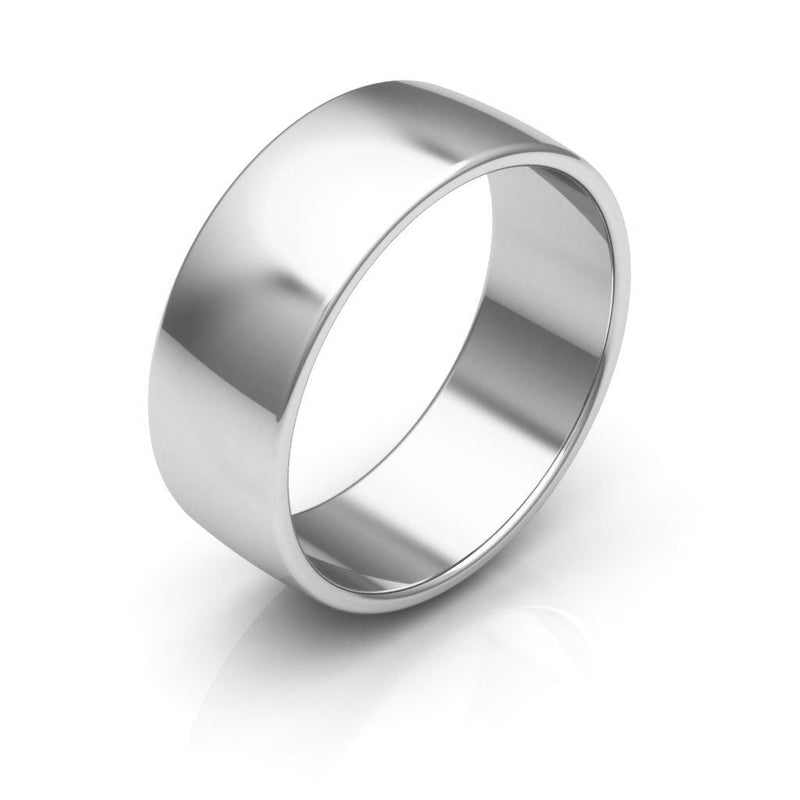 10K White Gold 7mm low dome wedding band - DELLAFORA