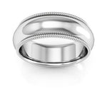 10K White Gold 7mm milgrain comfort fit wedding band - DELLAFORA