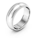 10K White Gold 7mm milgrain comfort fit wedding band - DELLAFORA