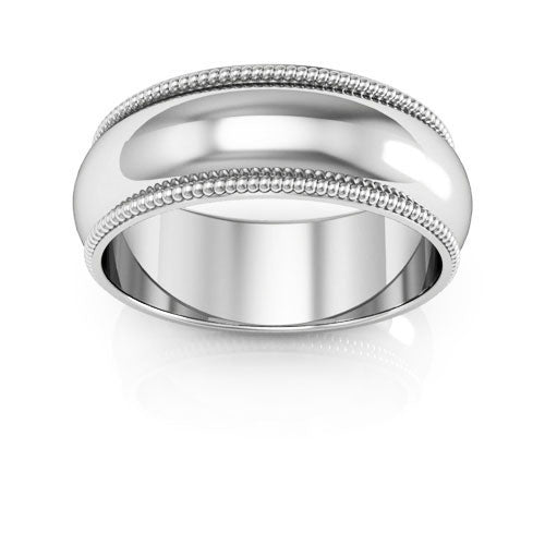 10K White Gold 7mm milgrain wedding band - DELLAFORA