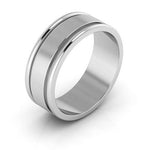 10K White Gold 7mm raised edge design wedding band - DELLAFORA