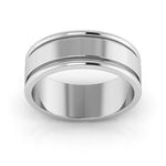 10K White Gold 7mm raised edge design wedding band - DELLAFORA