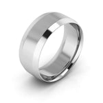 10K White Gold 8mm beveled edge comfort fit wedding band - DELLAFORA