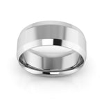 10K White Gold 8mm beveled edge comfort fit wedding band - DELLAFORA