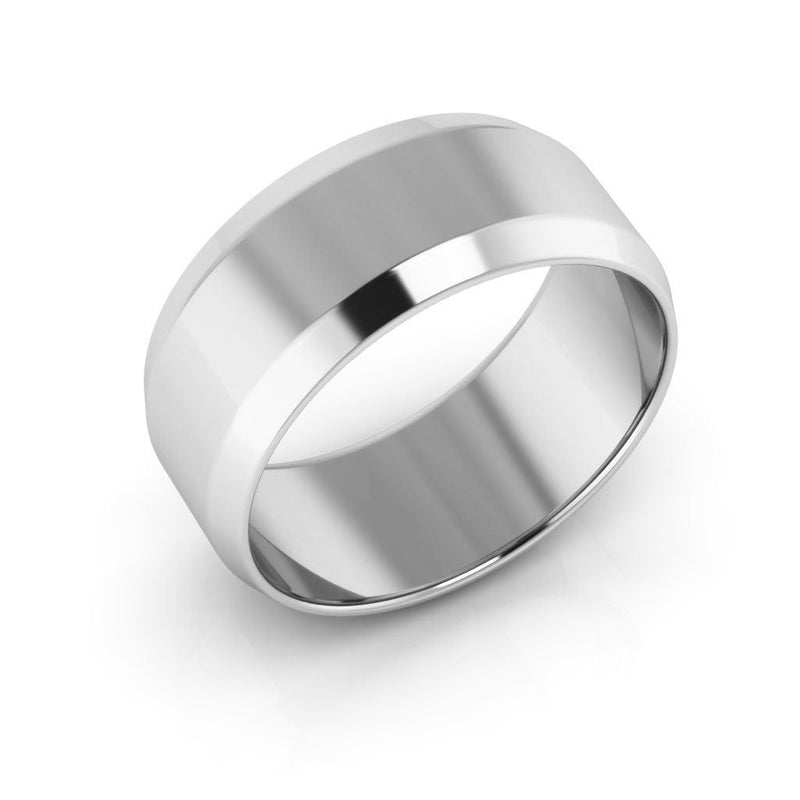 10K White Gold 8mm beveled edge wedding band - DELLAFORA