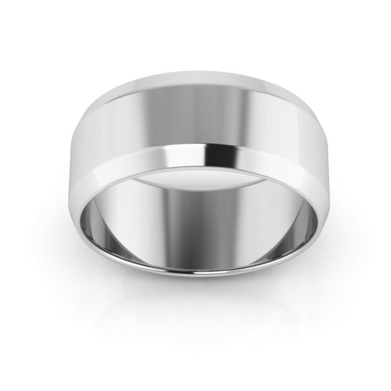 10K White Gold 8mm beveled edge wedding band - DELLAFORA