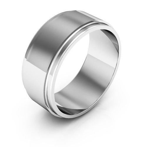 10K White Gold 8mm flat edge design wedding band - DELLAFORA