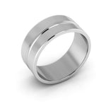 10K White Gold 8mm grooved design wedding band - DELLAFORA